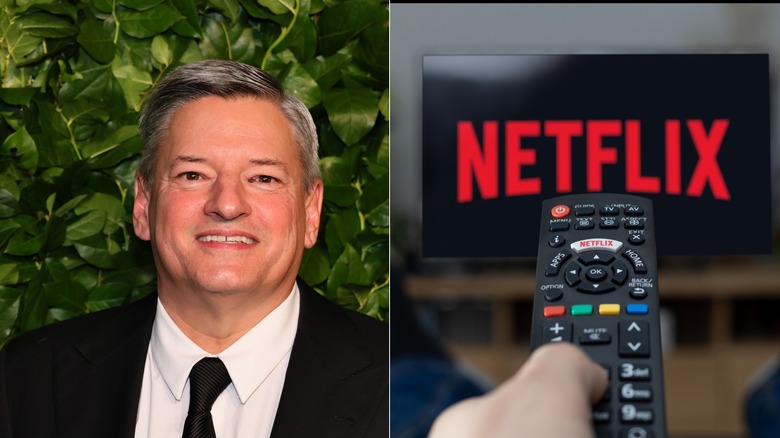 Ted Serandos/Netflix logo 