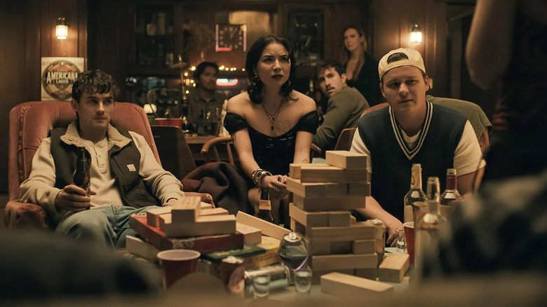 Bear, Sarah and Ian at their ill fated Boys Night in "Obsession" (2026)