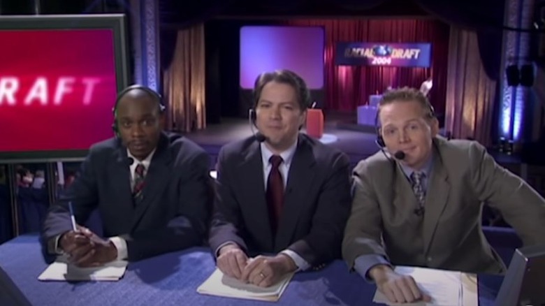 Dave Chappelle, Robert Petkoff and Bill Burr in The Racial Draft sketch