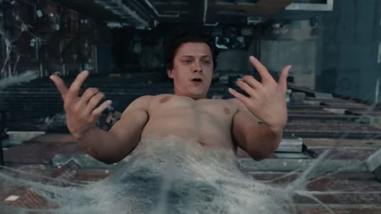 Peter Parker emerging from a web cocoon in Spider-Man: Brand New Day