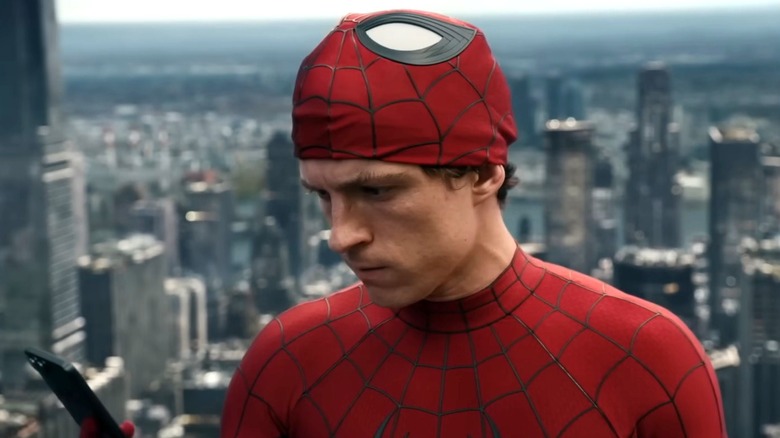 Spider-Man with his mask rolled up in Spider-Man: Brand New Day