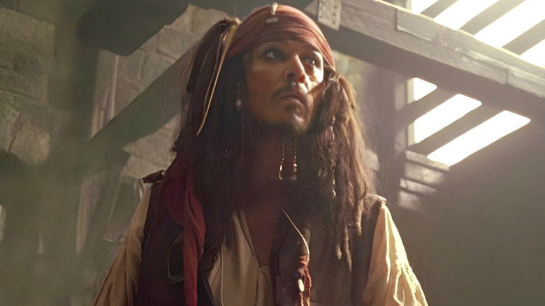 Jack Sparrow looking up worried