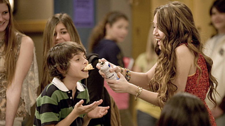 Moises Arias and Miley Cyrus on Hannah Montana