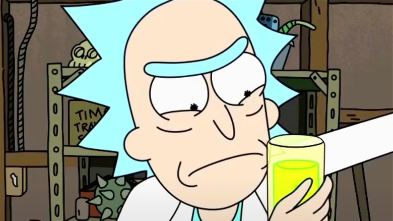 Rick from rick and morty holding potion