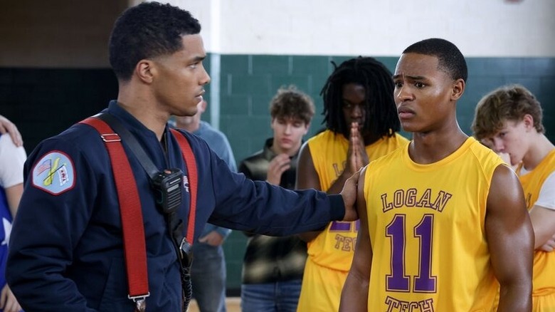 Derrick Gibson talks down a basketball player in Chicago Fire