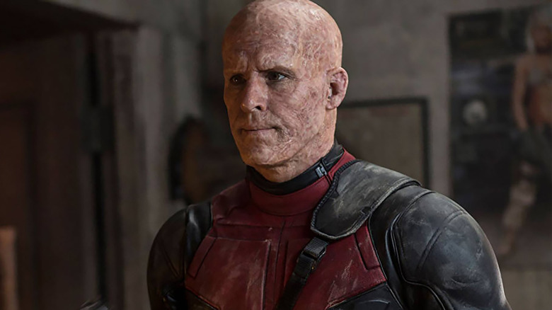 Ryan Reynolds in Deadpool makeup