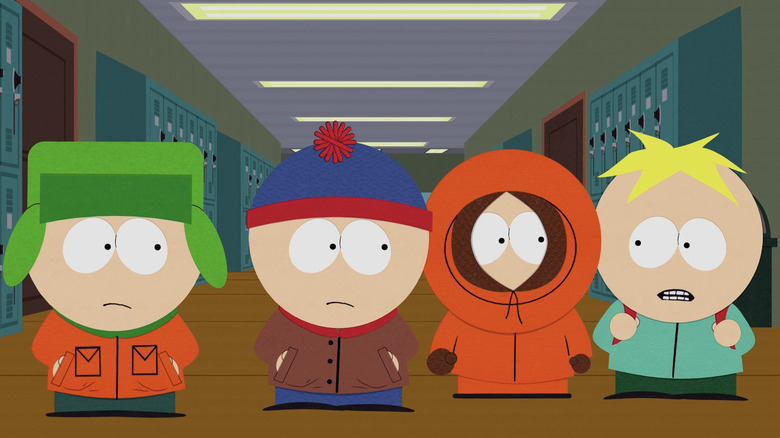 Kyle, Stan, Kenny, and Butters walking