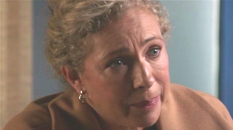 Alex Kingston looking sad in "Blue Bloods"