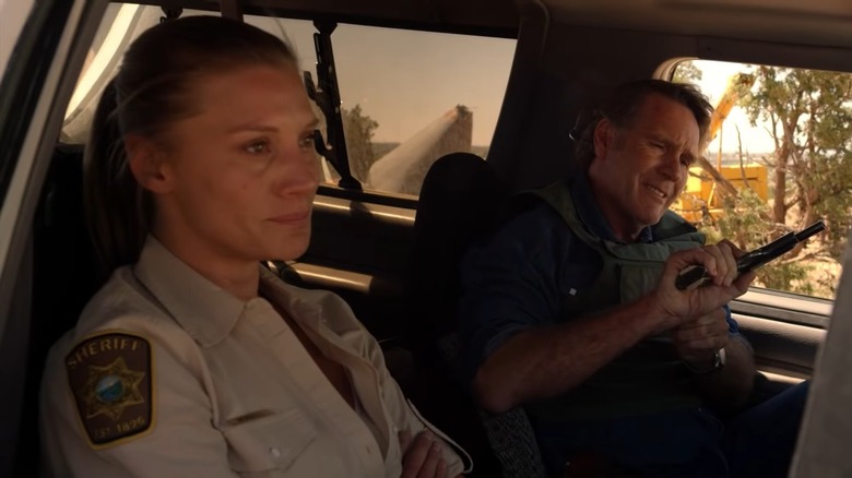 Walt and Vic sit in a car on "Longmire"