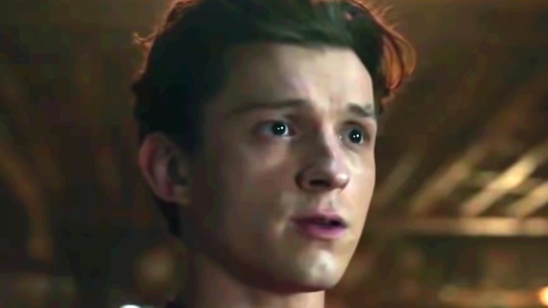 Tom holland worried look in spider-man