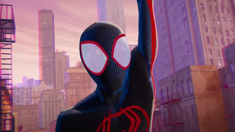 Spider-Man swinging through Brooklyn