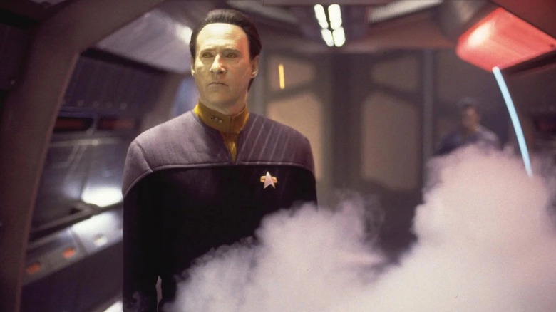 Data standing around in the smoke in Star Trek: Nemesis (2002)