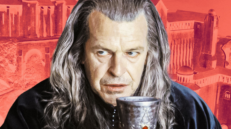 Close up of Denethor holding a cup