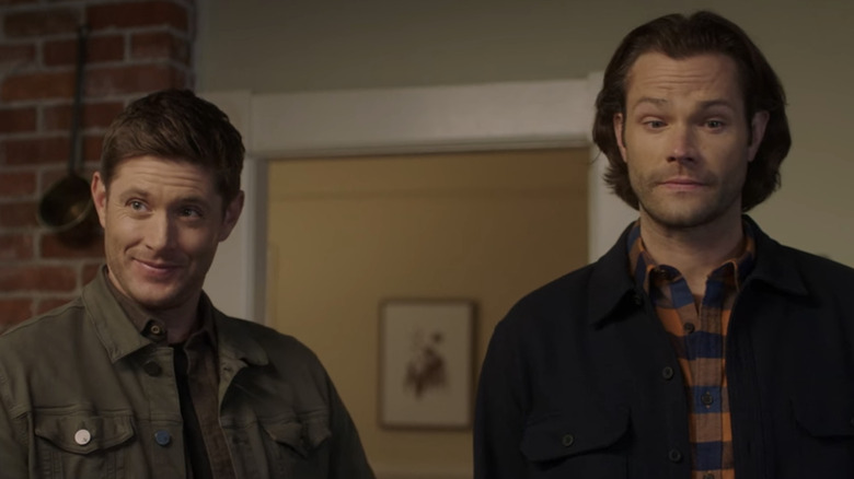Jensen Ackles and Jared Padalecki making funny faces