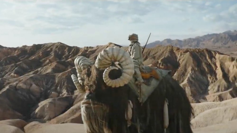 A Tusken Raider rides a Bantha in the trailer for The Mandalorian season 2