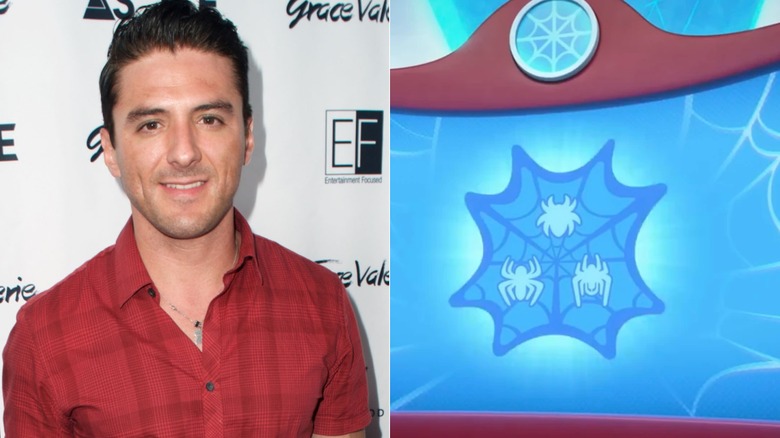 Nicolas Roye smiles at W Hollywood in 2015; WEB-STER displays icons for Team Spidey