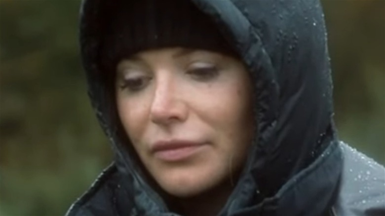 Angela Rummans in the rain