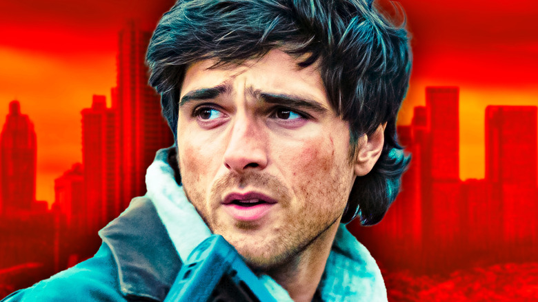 Hig from The Dog Stars looking distressed against an apocalyptic red background (2026)