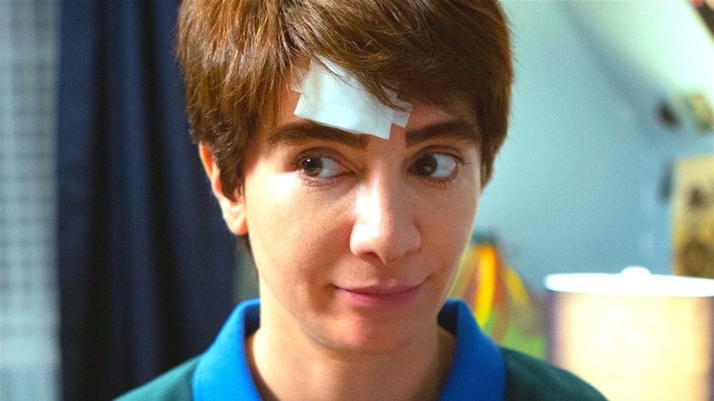 Nasim Pedrad as Chad wears bandage