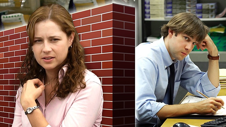 Pam and Jim separated by a wall