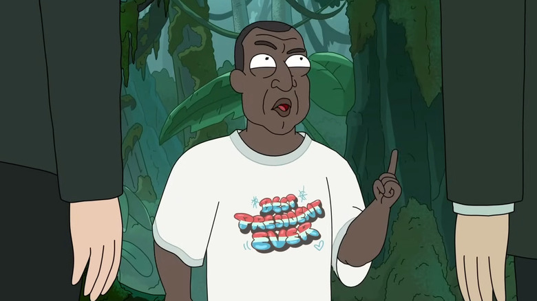 The President squinting Rick and Morty