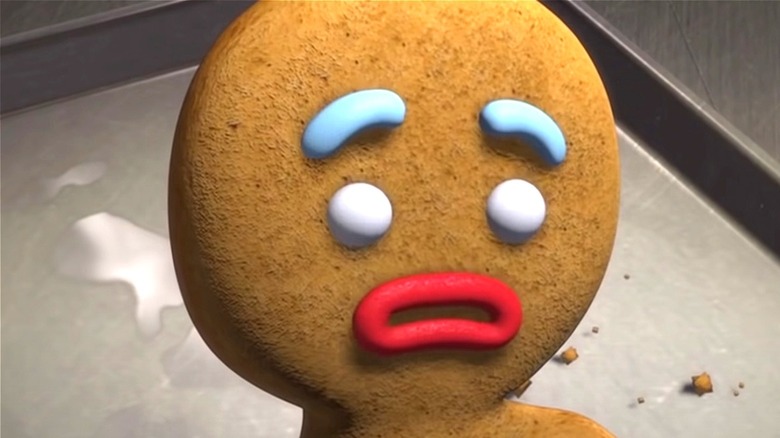 The Gingerbread Man looking concerned