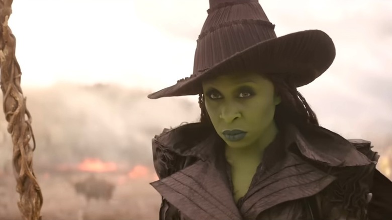 Elphaba landing after flying