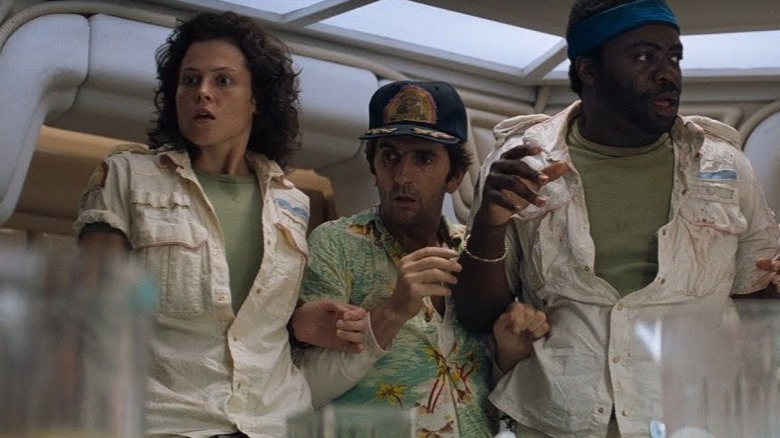 Ripley, Brett, Parker respond to the chest-bursting alien in Alien