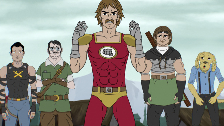 Apollo Gauntlet poses before his assembled team on Apollo Gauntlet (2017)