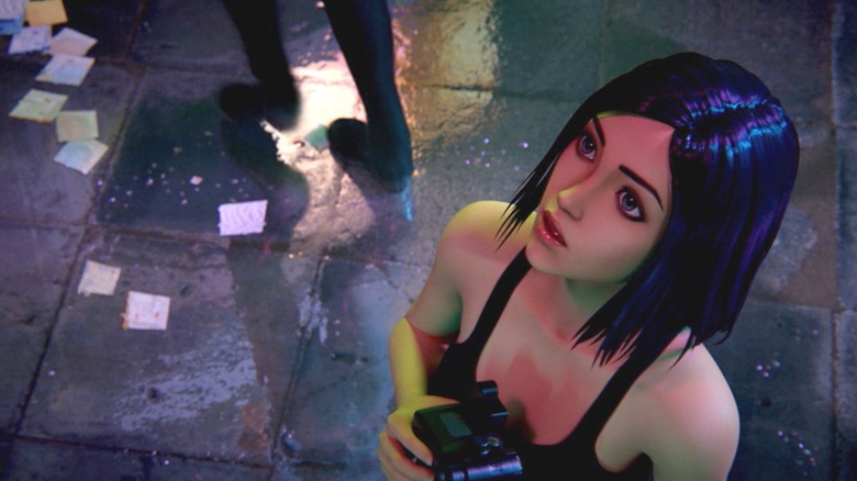 Ellie looks up in the rain on Blade Runner: Black Lotus (2021)
