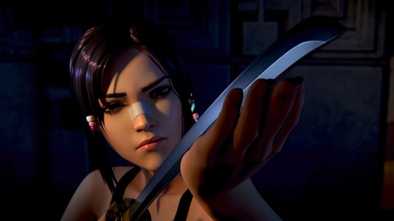 Ellie hefts a blade in Blade Runner: Black Lotus (2021)