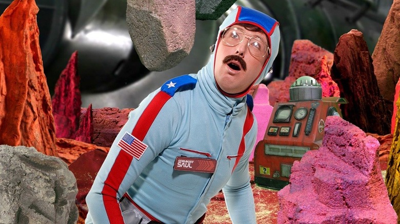 Saul wandering his strange new surroundings in Saul of the Mole Men (2007)