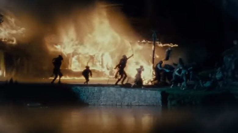 Hobbiton destroyed in the Scouring of the Shire in The Lord of the Rings