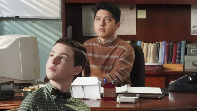 Toby and Sheldon Cooper sitting in office in Young Sheldon