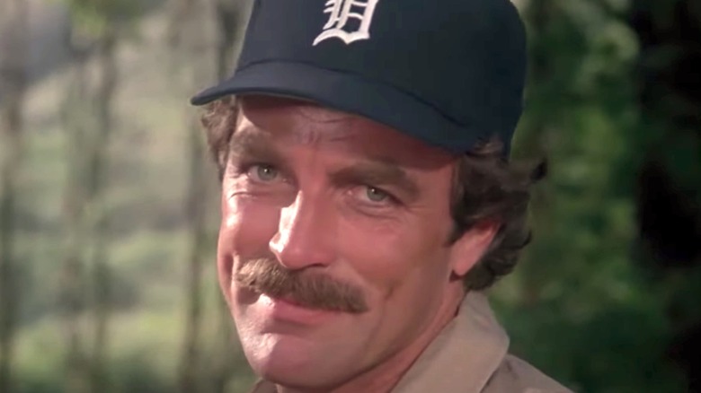 Magnum P.I. wearing Tigers hat