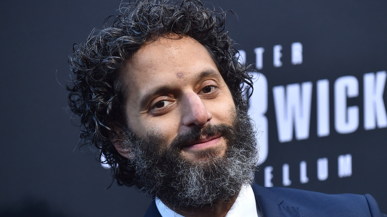 Jason Mantzoukas curly hair beard John Wick red carpet