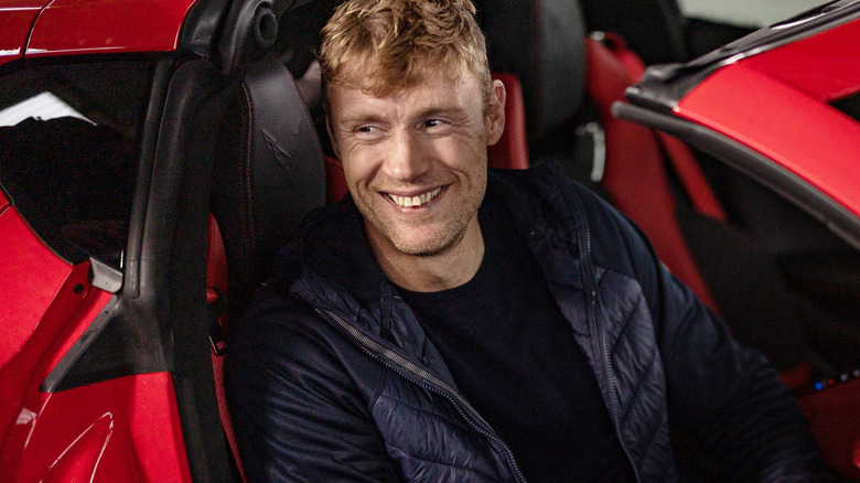 Freddie Flintoff Smiling in Car