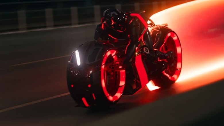Ares speeding down the highway in Tron: Ares