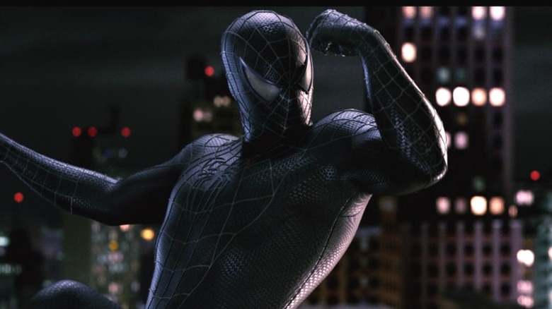 Peter Parker admiring his symbiote suit in "Spider-Man 3" (2007)