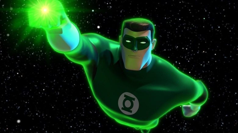 Green Lantern flying in space