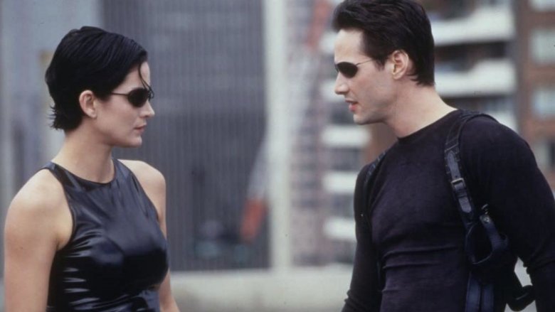 Carrie-Anne Moss and Keanu Reeves in The Matrix