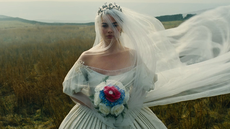 Catherine in a wedding dress in "Wuthering Heights"