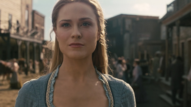 Dolores Abernathy looking on at her recreated version of Westworld