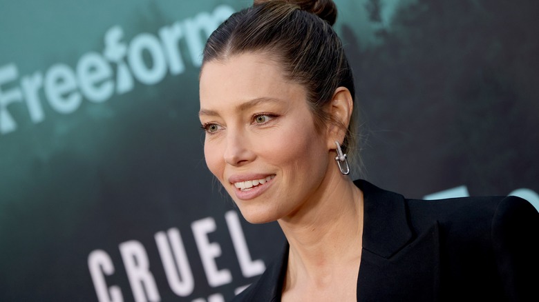 Jessica Biel smiling at event