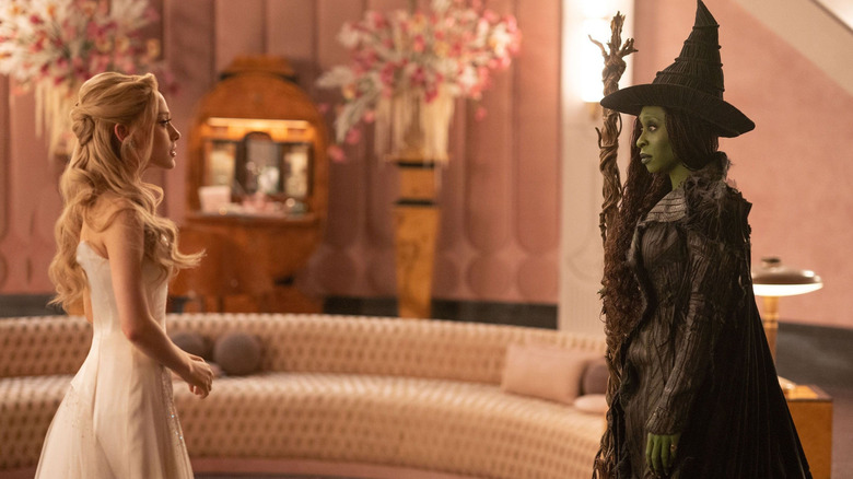 Glinda and Elphaba facing each other in "Wicked: For Good" (2025)