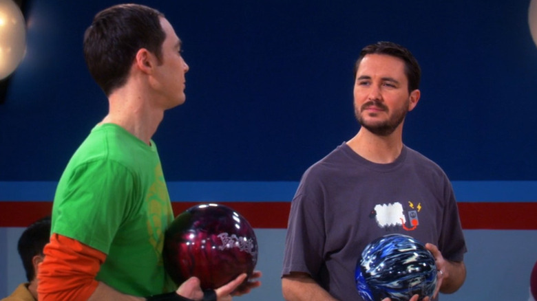 Wil Wheaton and Sheldon bowling