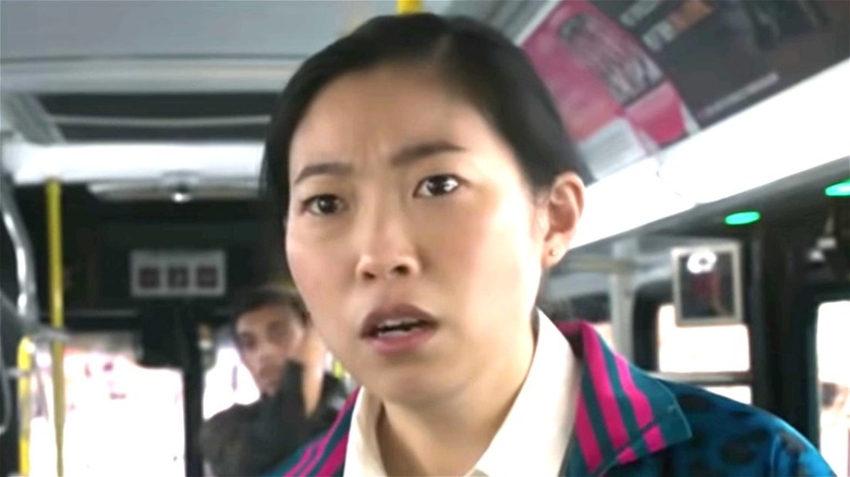 Awkwafina on a bus