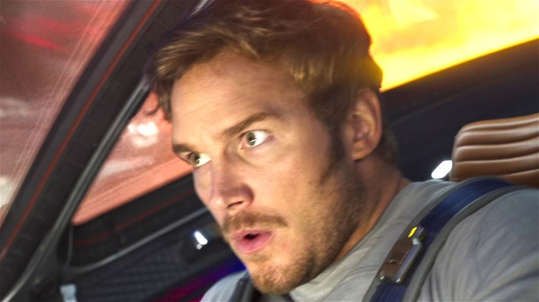 Peter Quill driving a spaceship
