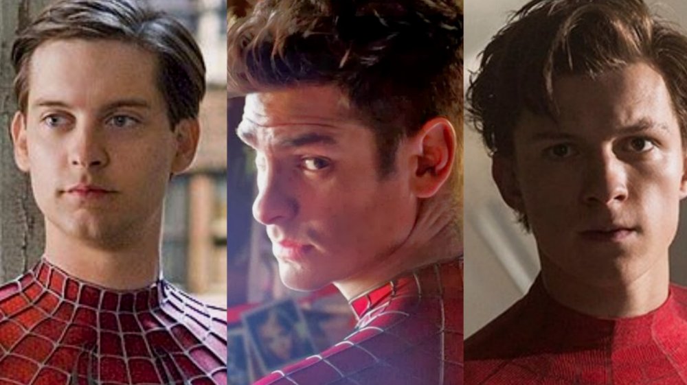 Tobey Maguire, Andrew Garfield, and Tom Holland as Peter Parker/Spider-Man