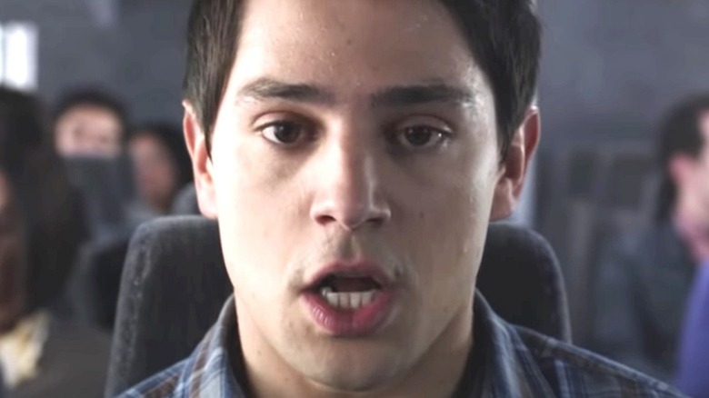 Close up of Nicholas D'Agosto on plane in 'Final Destination'